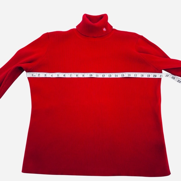 Lauren Ralph Lauren Red Ribbed Turtleneck Sweater Sz. XL RLL - Picture 6 of 8